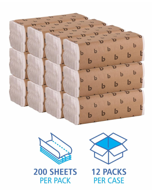 C-Fold Paper Towels 10" X 12-1/4", Bleached White 200 Sheets 12Pks/Case