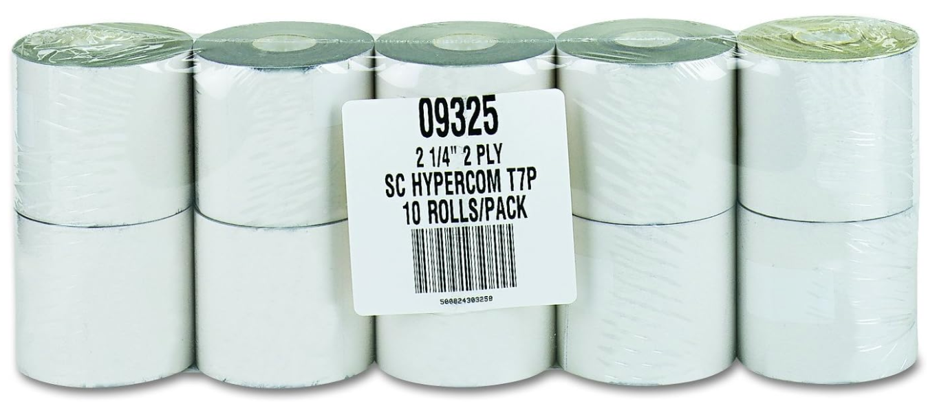 Impact Printing Carbonless Paper Rolls, 2.25x70 Ft, White/Canary, PK10