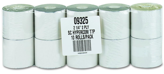 Impact Printing Carbonless Paper Rolls, 2.25x70 Ft, White/Canary, PK10