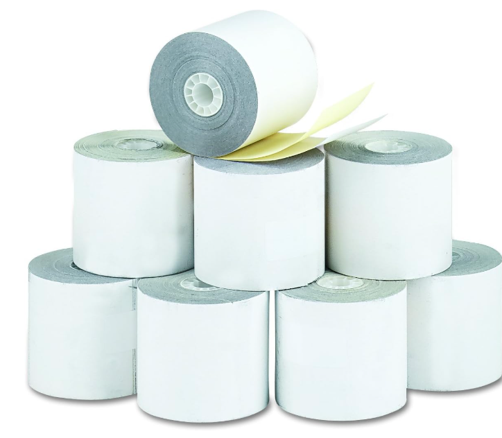 Impact Printing Carbonless Paper Rolls, 2.25x70 Ft, White/Canary, PK10