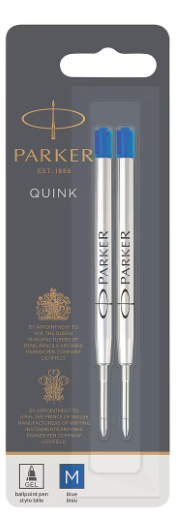 Parker Quink Gel-Ink Pen Refills, 0.7 Mm, Medium Tip, Blue Ink, 2/Pack of 6 (1950364)