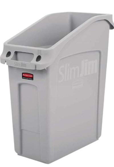 Slim Jim® 13 Gal Under Counter Container, Gray, Waste Disposal