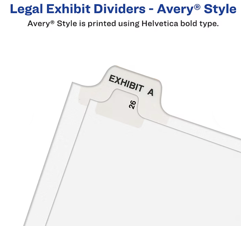 Avery Legal Pre-Printed Paper Dividers, Side Tab #2, White, Avery Style, Letter Size, 25/Pack (11912)