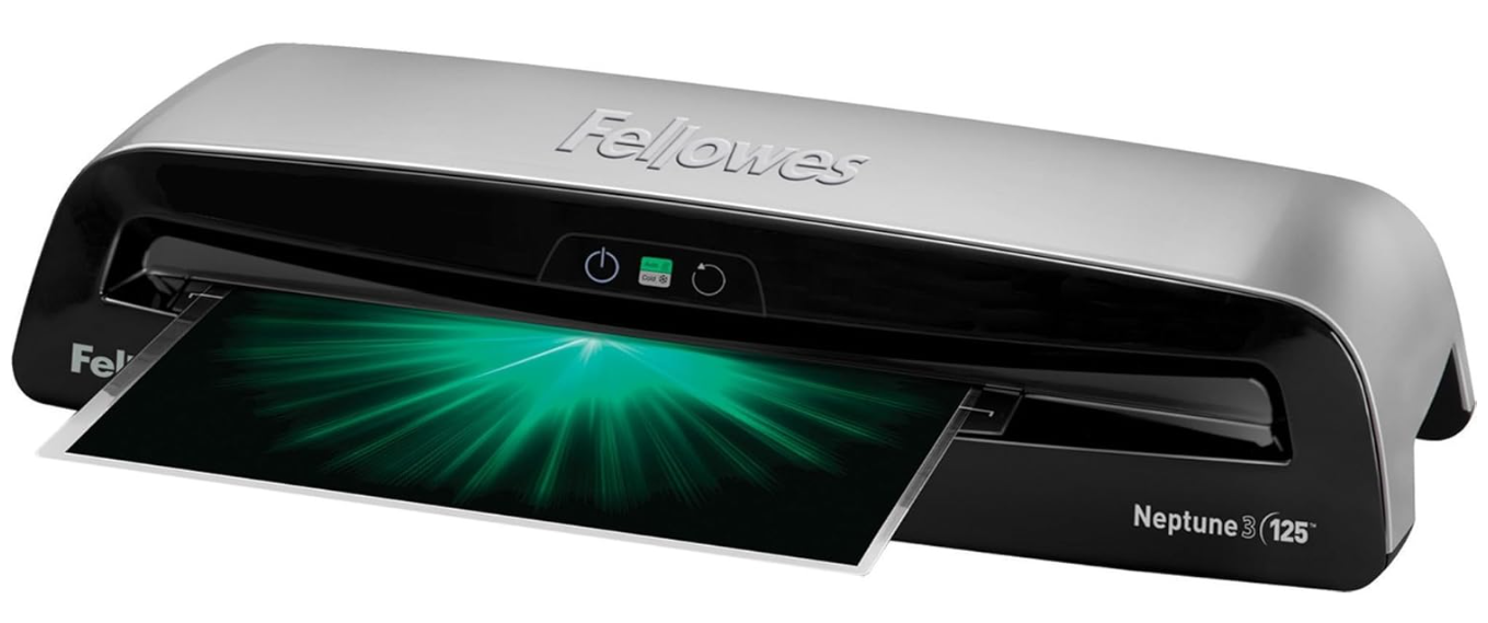 Fellowes Neptune 3 125 Laminator with 10 Pouches, 12.5 Inch (5721401), Silver, Black