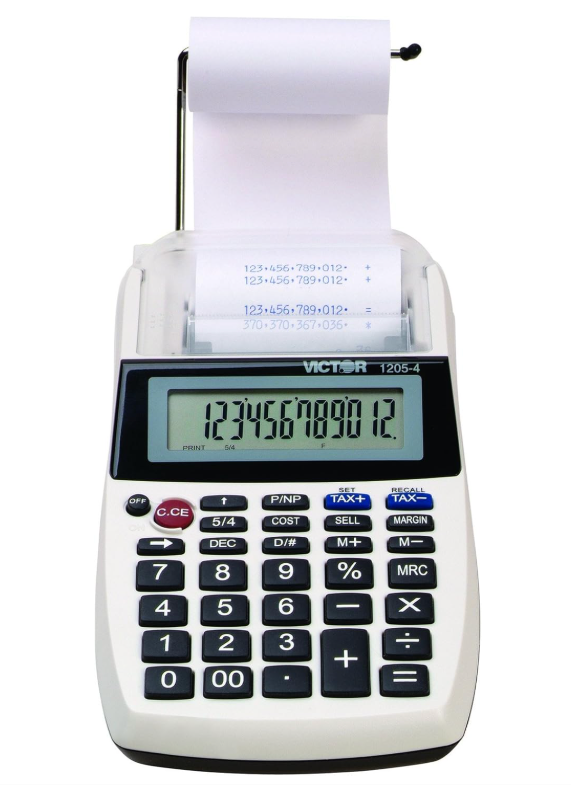 Victor 1205-4 12 Digit Portable Palm/Desktop Commercial Printing Calculator, 1.8" x 4" x 8"