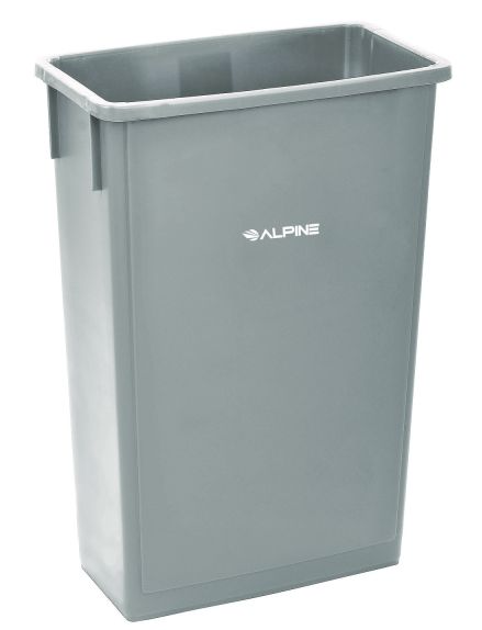 Alpine Rectangular Polypropylene Slim Trash Can, 23 Gallons, ALP477-GRAY
