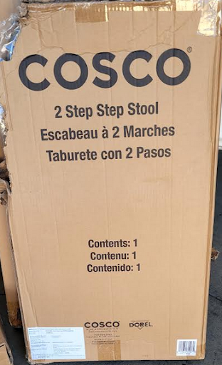 Cosco 2-Step Household Folding Step Stool, White Black (Imperfect Box)