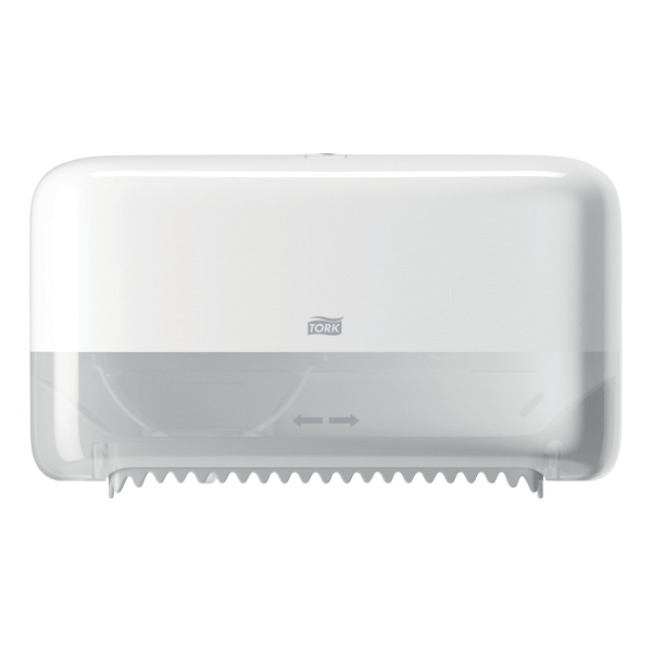 Tork Twin Toilet Paper Roll Dispenser White T7 Coreless High Capacity Elevation Range 473200