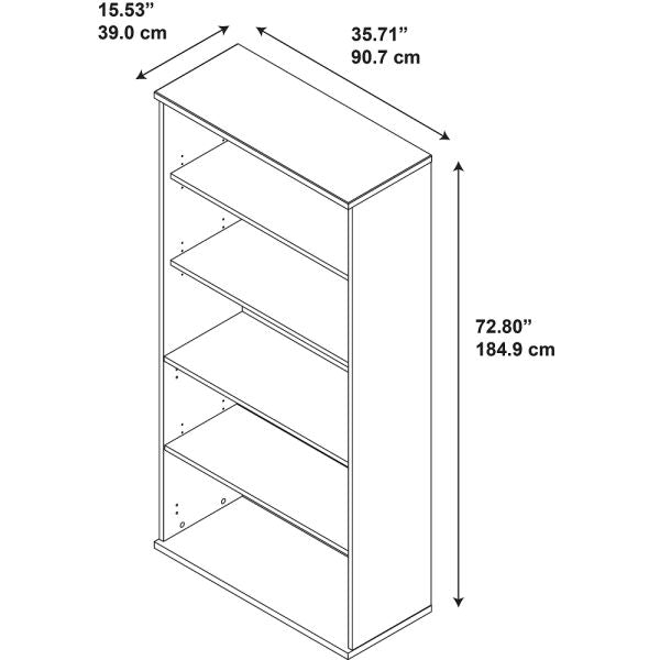 Bush Business Furniture Components 73"H 5-Shelf Bookcase| Hansen Cherry (Local Pickup Only) (Special shipping available, see notes in description)