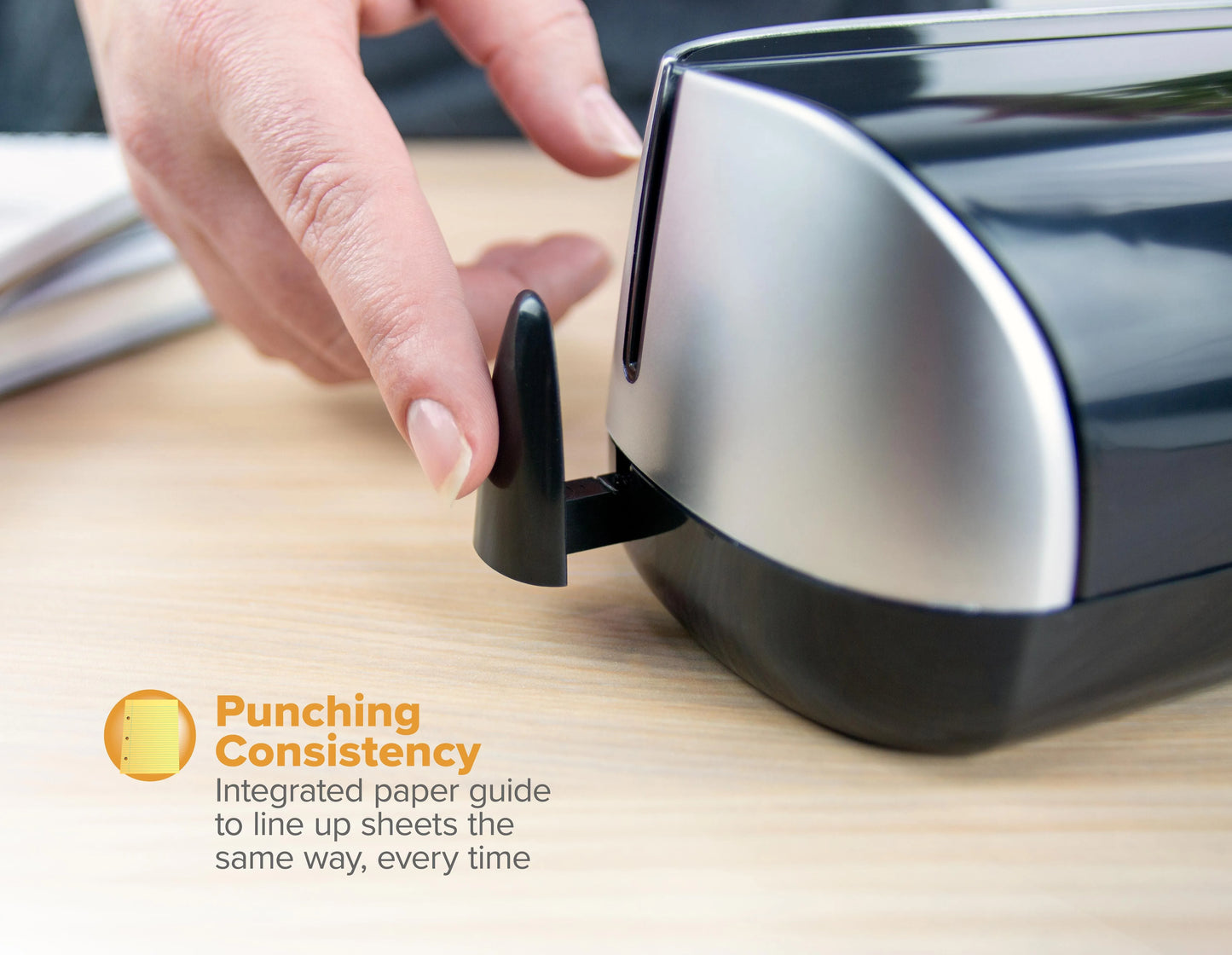 Bostitch Electric or Battery-Powered 3-Hole Punch, Black/Silver (Batteries Not Included)