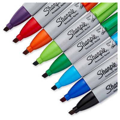 Sharpie 8pk Permanent Markers Chisel Tip Multicolored: Bold Thick Markers for Art & Office, Quick Drying, Water-Resistant