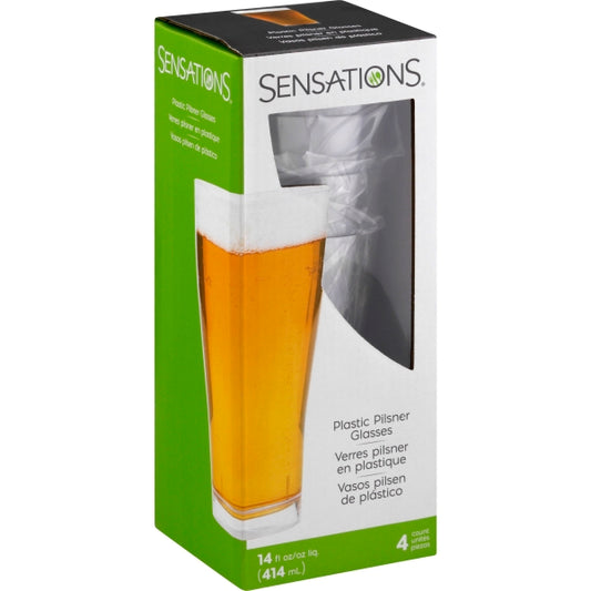Sensations Creative Converting Clear Pilsner Beer Glasss 14 Oz 4 Ct