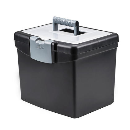 Storex Medium-Duty Portable File Storage Box with XL Lid, Letter Size, 10-15/16"L X 13-5/16"W X 11"H, 100% Recycled, Black