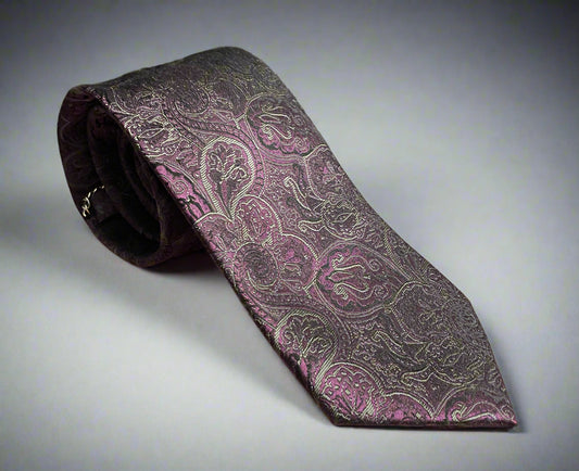 Gytha Mander Haberdashery Tie - Size: Tall / Color: Dark Violet / Pattern: Silk w/customed design
