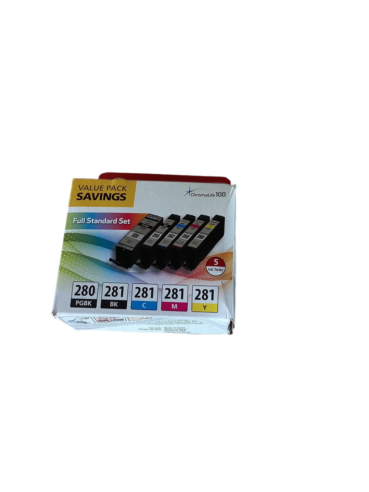 Canon PGI - 280XL/CLI -281 Pigment Black, Black, Cyan, Yellow, Magenta Ink, Pack of 5 Cartridges