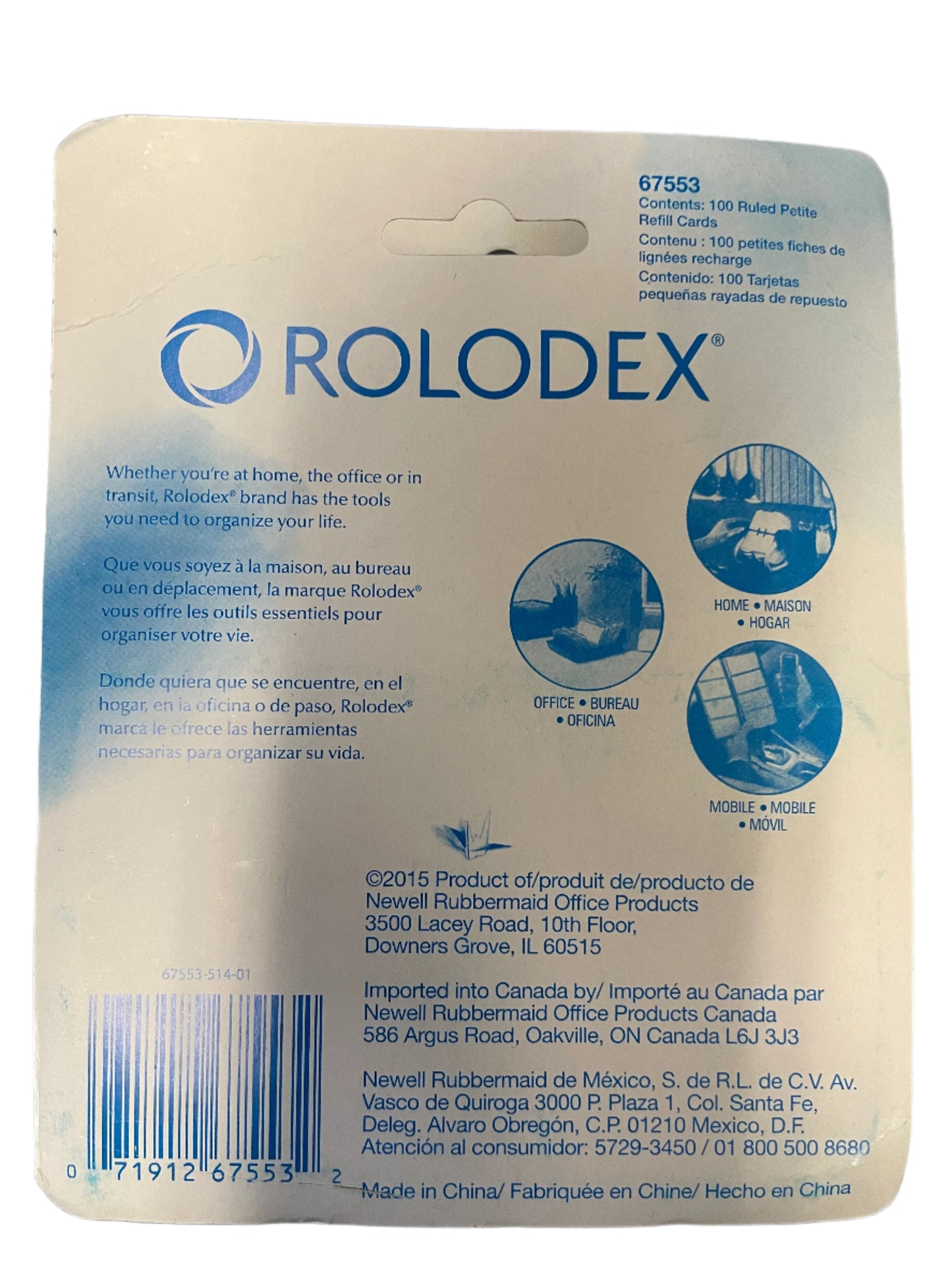 Rolodex Refill Rotary Cards, White, 100/Pack (67553)