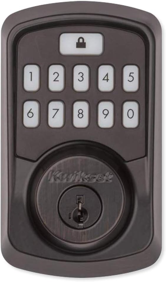 Kwikset 99420-002 Aura Bluetooth Programmable Keypad Door Lock Deadbolt Featuring SmartKey Security