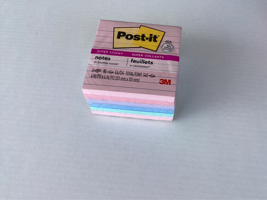 LinedSticky Notes 3x3 Self Stick Notes 6 Pastel Color 6 Pads, 90 Sheets/Pad