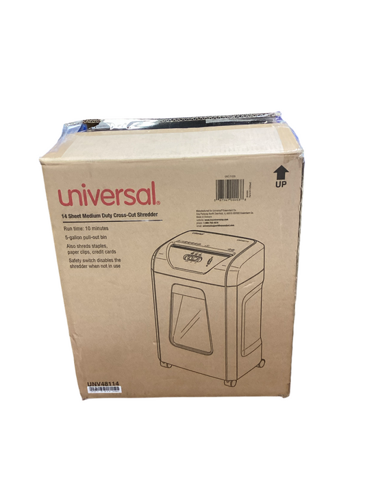 Universal 48114 Medium-Duty Cross-Cut Shredder, 14 Sheet Capacity