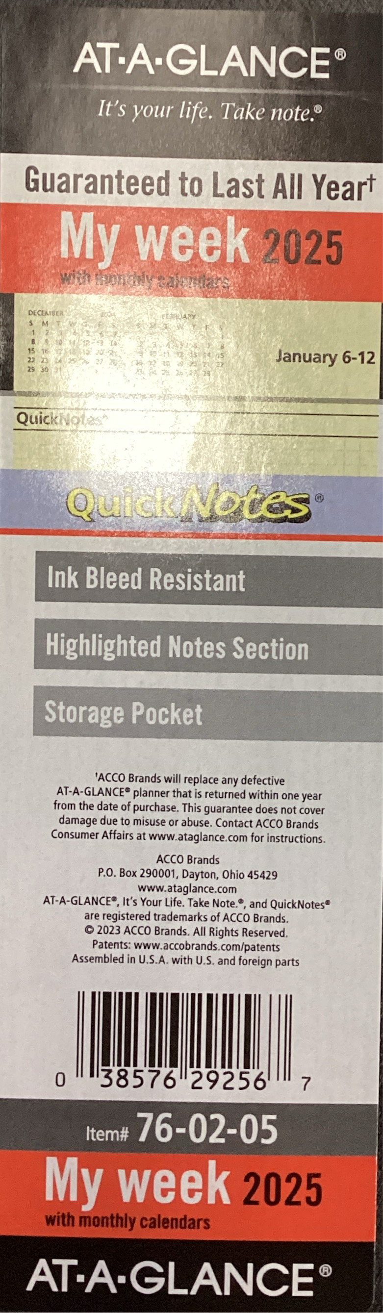 2025 at-a-GLANCE QuickNotes Weekly/Monthly Appointment Book Planner, 5x8’