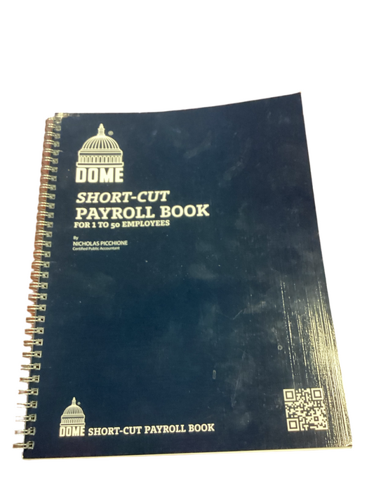 Dome Short-Cut Payroll Record Book, Single Entry System, Blue Vinyl Cover, 8 3/4” x 11 1/4”