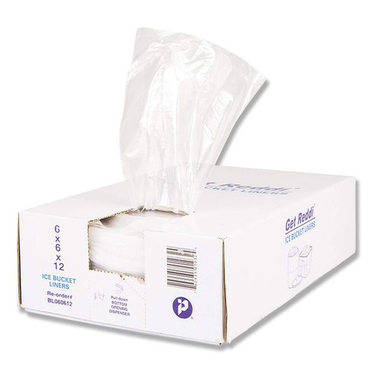 Inteplast Group, Get Reddi Ice Bucket Liner, 6 x 6 x 12, 3qt, .5mil, Clear, 1000/Carton, Sold as 1 Carton