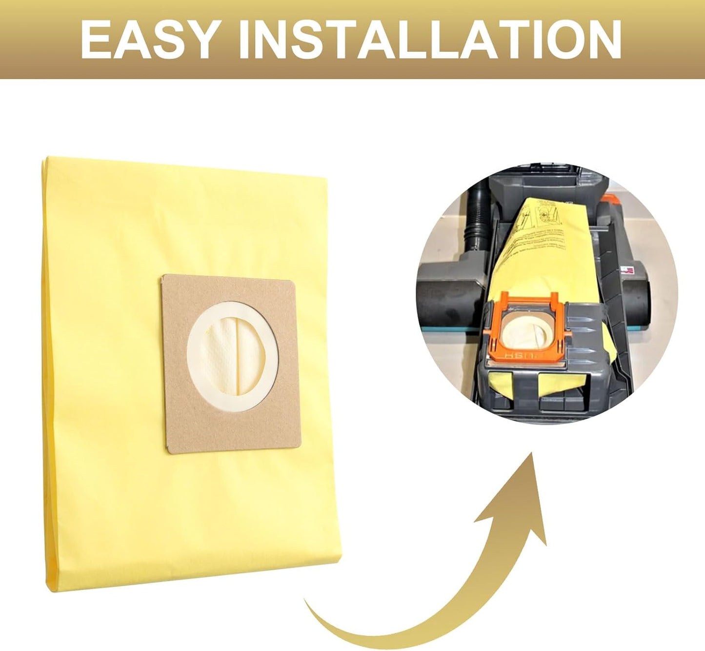 10 Pack Disposable Vacuum Bag for Hoover Commercial HushTone Canister CU2 Vacuum Cleaner CH54013 CH54015 CH54113 CH54115, Yellow (AH10243)
