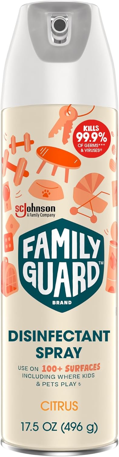 Family Guard Brand Disinfectant Spray Aerosol 17.5 Oz. Citrus Disinfectant Spray All Purpose Cleaner (8-Pack) (Pick Up ONLY)