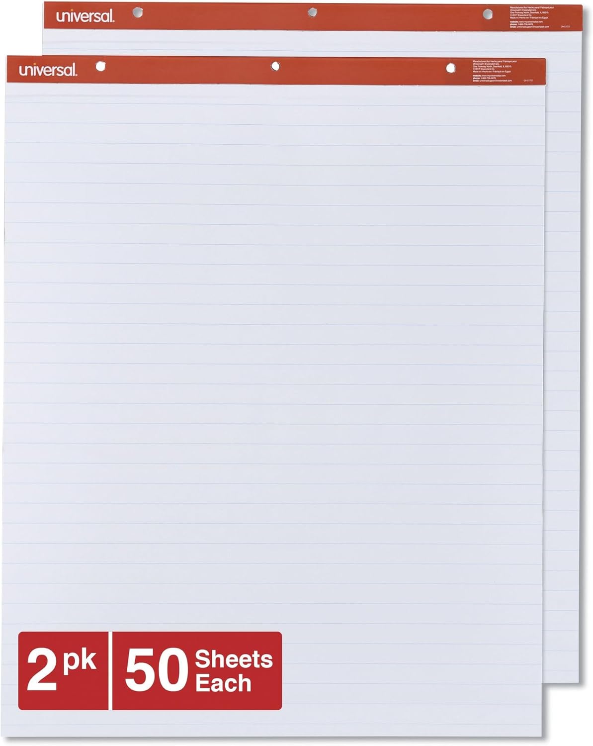 Universal UNV35601 27 in. x 34 in. Easel Pads/Flip Charts - White (2/Carton)