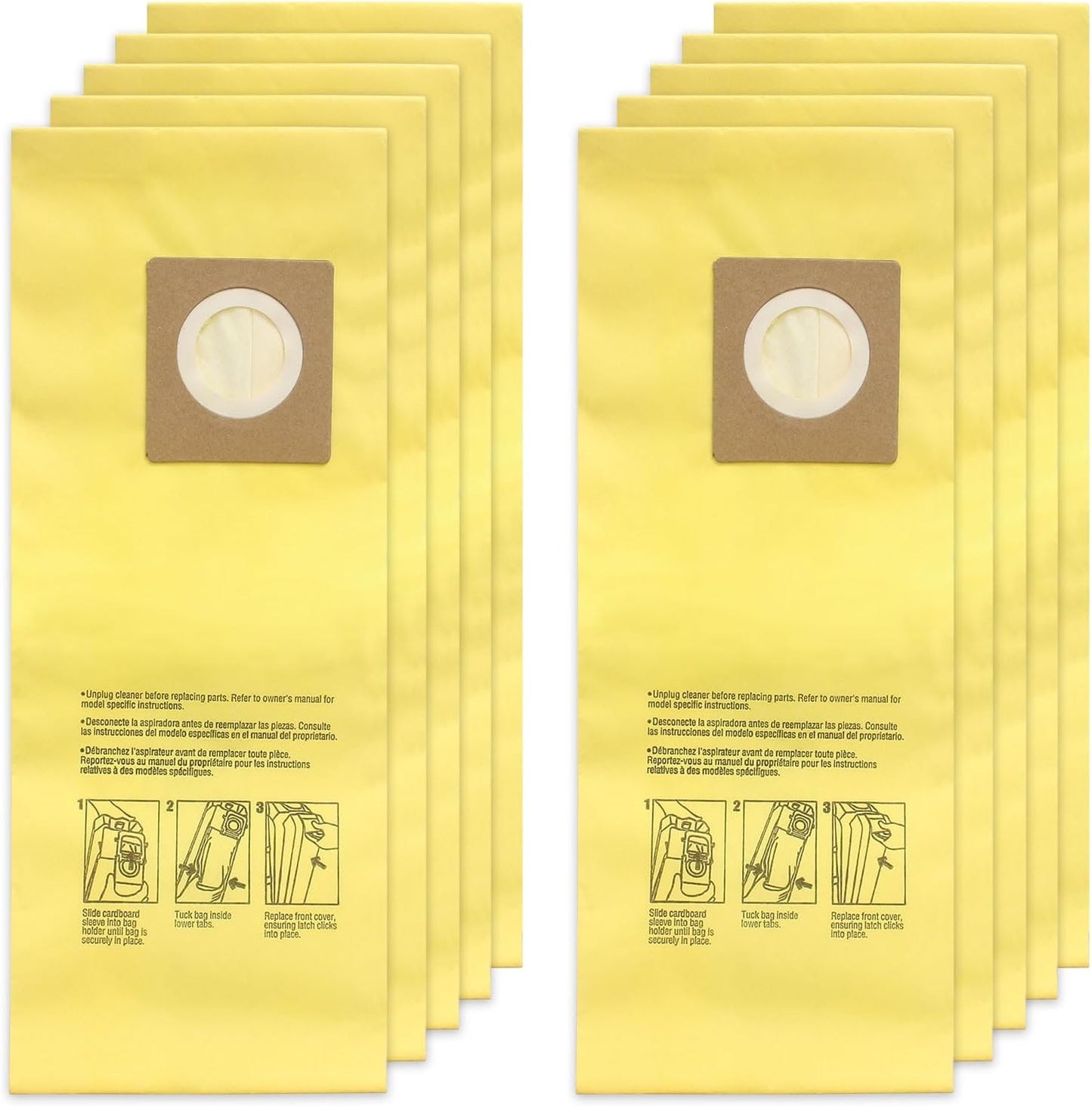 10 Pack Disposable Vacuum Bag for Hoover Commercial HushTone Canister CU2 Vacuum Cleaner CH54013 CH54015 CH54113 CH54115, Yellow (AH10243)