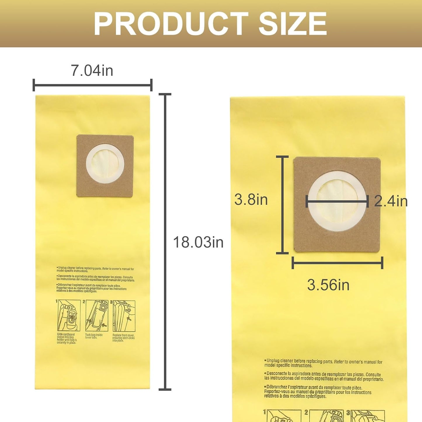 10 Pack Disposable Vacuum Bag for Hoover Commercial HushTone Canister CU2 Vacuum Cleaner CH54013 CH54015 CH54113 CH54115, Yellow (AH10243)