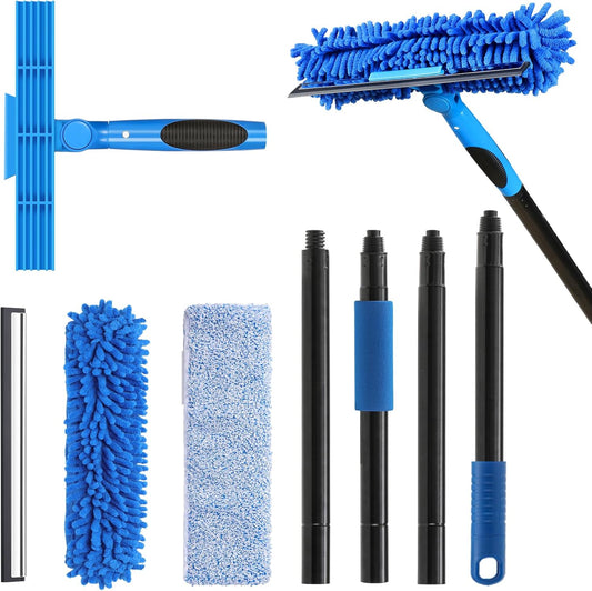 VITEVER Professional 69'' Window 2-in-1 Squeegee for Window Cleaning Kit with Scrubber and Rotating Head, 1 Blade 2 Scrubber