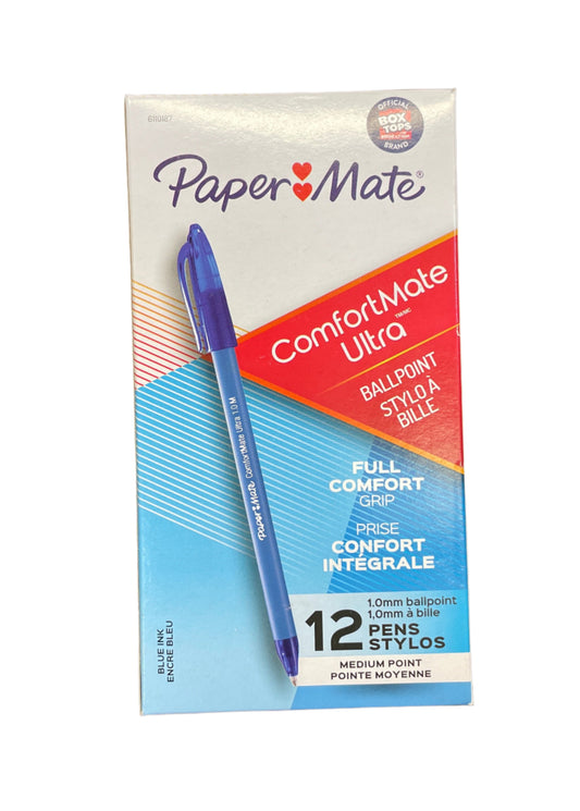PaperMate's ComfortMate Ultra Ballpoint Stick Pen Blue Ink Medium Dozen (12/box)