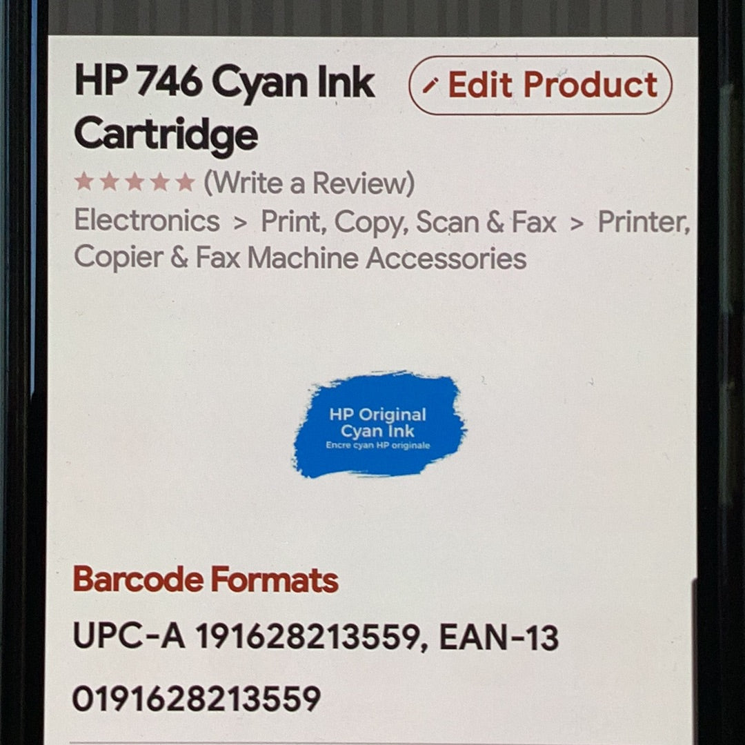 HP 746 Cyan Ink Cartridge