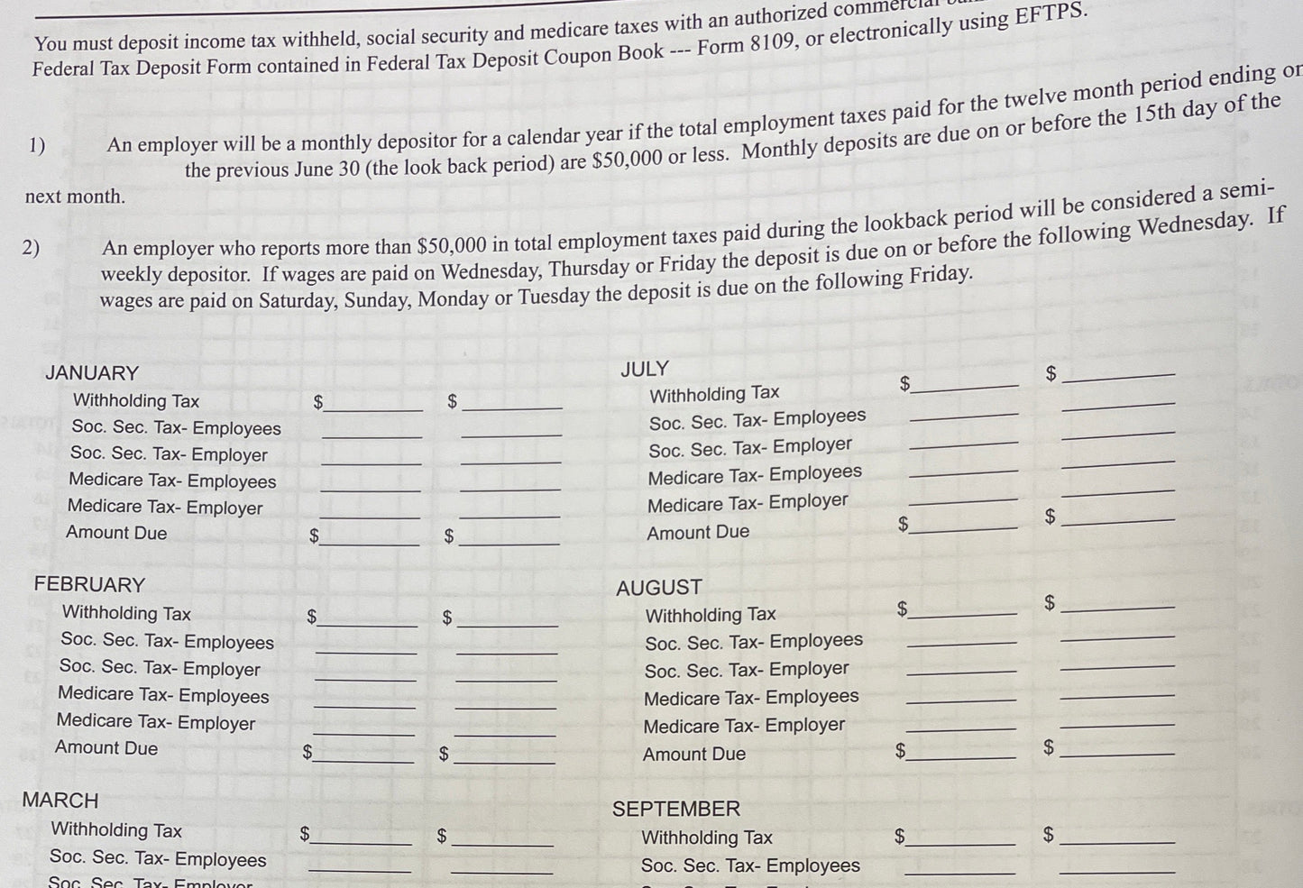 Dome Publishing Company- Inc. DOM650 Short Cut Payroll Book- 1-50 Employees- 9in.x11in.- Blue