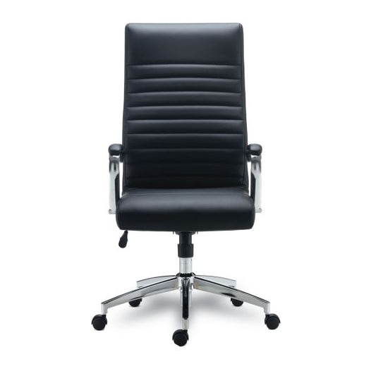 Eddleston Leather Manager Chair, Black Seat/Back, Chrome Base | ALEED41B19 ( PICK UP ONLY )