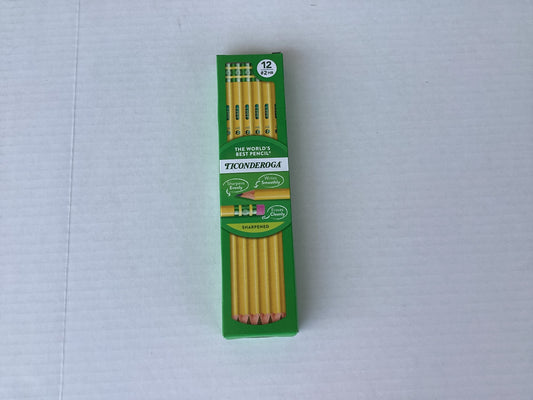 Ticonderoga Wood Cased Pencils, Pre-Sharpened,2 HB Soft, Yellow, 12 Count