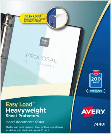 Avery Heavyweight Nonglare Sheet Protectors (Model 74401)