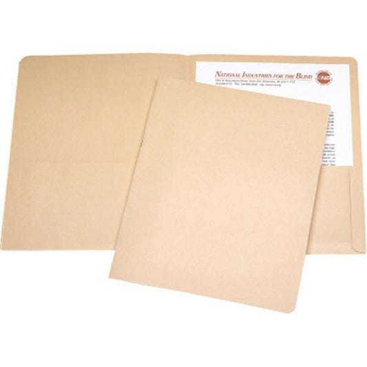 SKILCRAFT NSN5842492 Double Pocket Portfolio 25/Box Tan