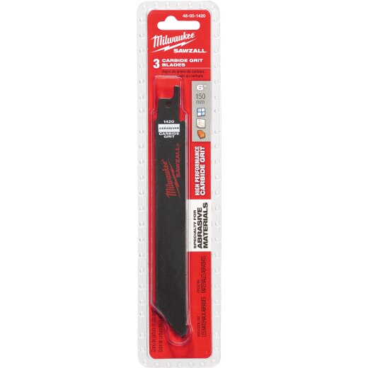 Milwaukee 48-00-1420 6" Carbide Grit Sawzall Blade (3 Pk)