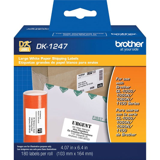 Brother Dk1247 4.07 X 6.4 in. Paper Label, White - All