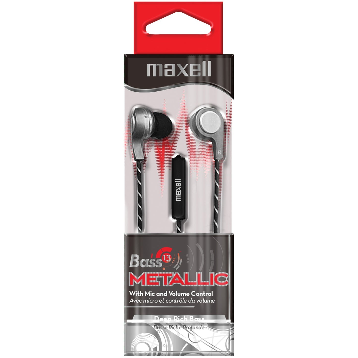 Maxell 199600 Bass 13 Metallic Earbud Silver