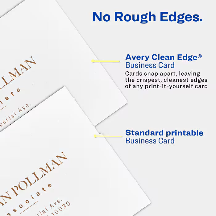 Avery Clean Edge Printable Business Cards with Sure Feed Technology for Laser Printers, 5871, 2" X 3.5", White, 1,000 Blank Cards
