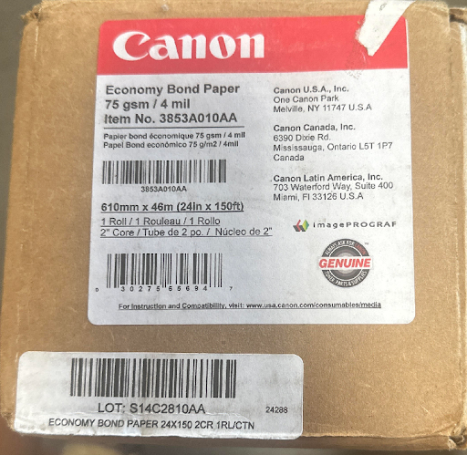 Canon 3853A010 Economy Bond Paper 24' X 150 Feet Roll - All