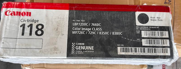 Canon 118 Toner Cartridges used in LBP7200C / LBP7660C printers: Damaged Box - New