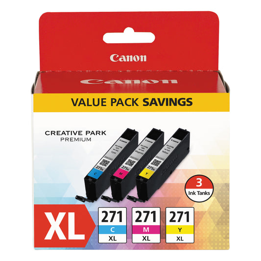 Canon High-Yield Ink 0337C005 (CLI-271XL), Cyan/Magenta/Yellow, PK3
