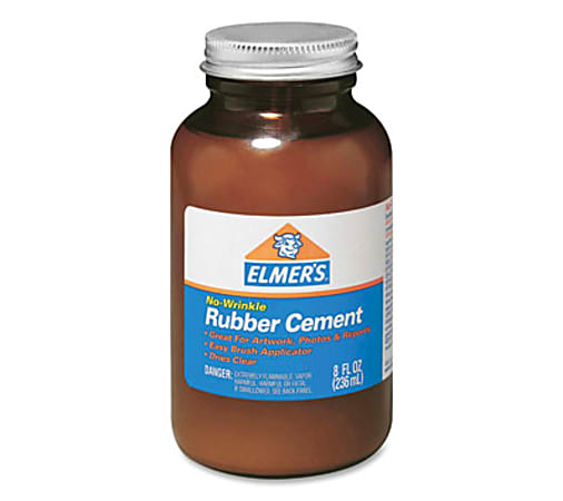 Elmer’s 8 oz Rubber Cement (No‑Wrinkle, with brush applicator)
