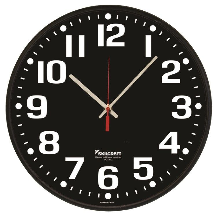 Black SKILCRAFT High Contrast Quartz Wall Clock