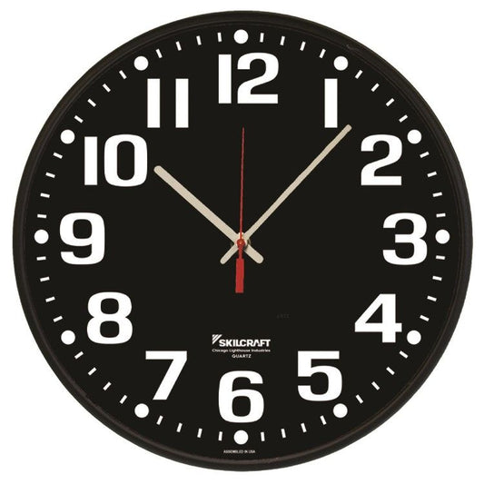 Black SKILCRAFT High Contrast Quartz Wall Clock