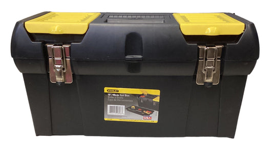 STANLEY Tool Box, Black/Yellow, 19-1/4 in W X 10-1/4 in D X 9-3/4 in H